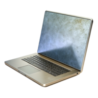 elegant traditional Sleek Silver Laptop Side View Isolated Element genuine png