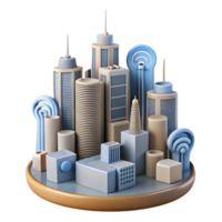 stunning minimalist Smart City Skyline with Connected Devices Isolated Element professional png