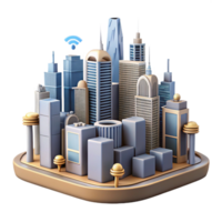 serene abstract Smart City Skyline with Connected Devices Isolated Element authentic png