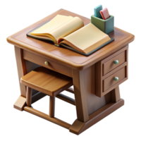 beautiful creative Student Desk with Open Book Transparent Background authentic png