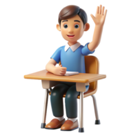 wonderful rustic Student Raising Hand in Class Front View Transparent high resolution png