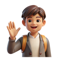 serene rustic Student Raising Hand in Class Front View Transparent premium png