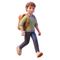 magnificent modern Student with Backpack Walking Front View Transparent authentic png