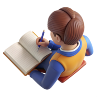 serene artistic Student Writing in Notebook Top View Transparent Background premium png