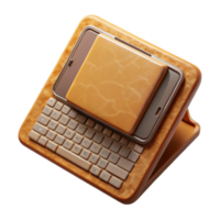 extraordinary rustic Tablet with Keyboard Case Top View on Transparent Background high resolution png