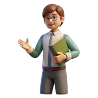 beautiful creative Teacher Holding a Book Side View Transparent Element high quality png