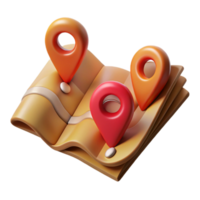 serene rustic Tourist Map with Pins Isolated Transparent Background genuine png
