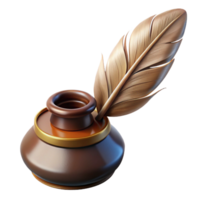 impressive abstract Vintage Quill and Inkwell Front View high quality png
