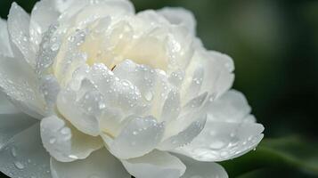 Soft White Peony with Gentle Water Droplets photo