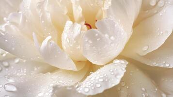 Dreamy White Peony with Dewdrops on Petals photo