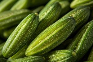 Fresh green dosakai cucumber displaying intriguing texture and vibrant color photo