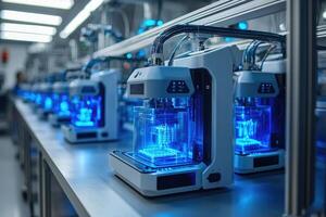 Many 3d printers working at the same time in a modern laboratory photo