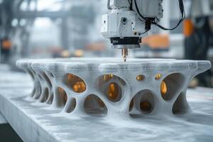 Industrial robot creating complex 3d printed structure with precision photo