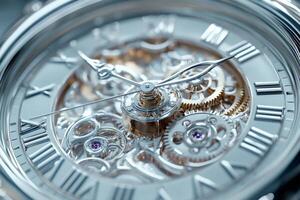Luxury watch showing precise mechanism keeping accurate time photo