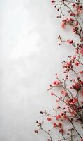 Floral accent with delicate pink blooms creating a natural border for design compositions photo