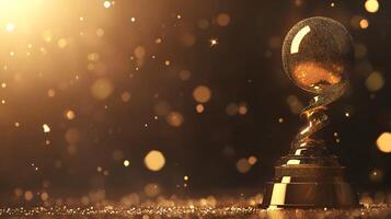 Golden award with bokeh lights for excellence and achievements background design style. photo