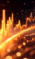 Dynamic glowing financial chart showcasing data visualization and market trends analysis photo