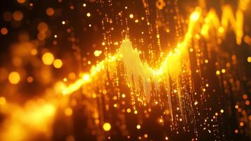 Radiant Digital Pulse Visualizing Data Streams in a Golden Glowing Particle Field photo
