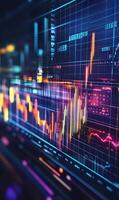 Dynamic financial graph illustration demonstrating market trends and data analysis process photo