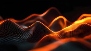 Sophisticated abstract network design with orange glow effect and geometric wave pattern photo