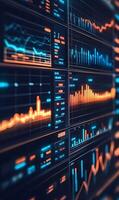 Abstract Digital Stock Market Data Visualization Representing Financial Analysis and Trends photo
