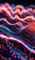 Dynamic Waveforms Emitting Light Creating Depth and Dimension for Technological Concepts photo