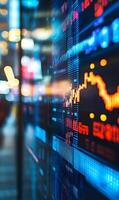Abstract futuristic representation of financial market data on a screen display. photo
