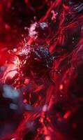 Detailed microscopic view of cancer cells, showcasing their complex structure and form photo