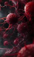 Microscopic exploration reveals the intricate structure of abnormal cancer cells invading tissue photo