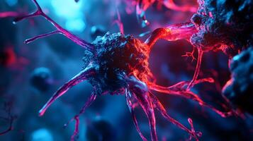 Intricate depiction of malignant cells, showcasing the complex structure of tumor morphology photo