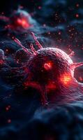 Cellular malignancy illustration symbolizing disease progression and microscopic complexity photo