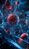 Complex microscopic rendering showcases cellular structures within a biological framework photo
