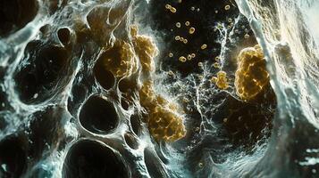 Microscopic Abstract Depiction of Cancer Cells and Surrounding Tissue Complexity photo