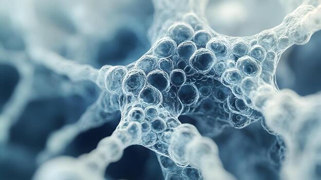 Intricate microscopic lifeforms or cellular structures in a captivating close-up view picture. photo