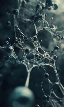 detallado resumen visualización de un microscópico red con interconectado esférico nodos foto