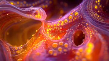 High-Tech Microscopic Scan Revealing Intricate Biological Structures with Luminous Accents photo