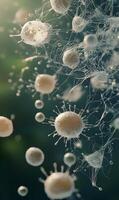 Microscopic world unveils complex cellular structures with interwoven filaments display background photo