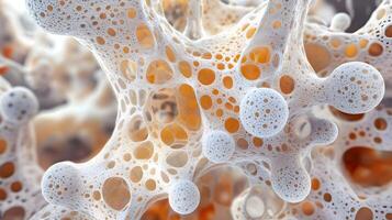 Intricate Microscopic Realm Porous Structure with Spherical Elements Forming a Complex Texture photo