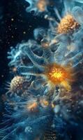 Underwater luminescence ethereal oceanic flora a bioluminescent deep sea botanical life form photo