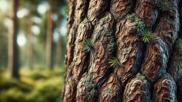 4K Close Up of Tree Bark with Moss, Widescreen 4K Resolution photo