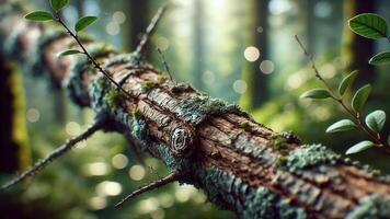 4K Realistic Macro Focusing on a Tree Branch and Twigs with Intricate Textures, Widescreen 4K Resolution photo