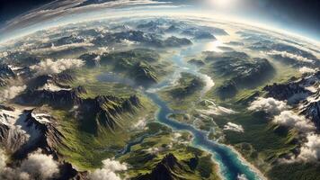 4K Realistic View of Earth Surface, Without Any Signs of Civilization, Widescreen 4K Resolution photo