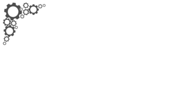 Cogwheels of Different Sizes in the Upper Corner Transparent Background. Gears for Banner Design png