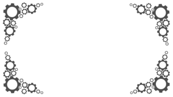 Vignette of various gears around the edges of the image. Mechanical Cogs Transparent Background for Design png