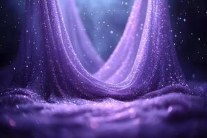Enchanting Purple Fabric with Glittering Particles for Elegant Background Design photo