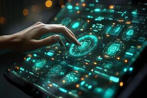 Futuristic Interface with Hand Interaction - Technology and Innovation Concept photo