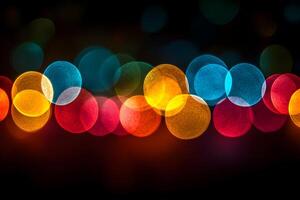Vivid Bokeh Lights in Multicolored Abstract Background for Festive Design photo