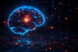 Futuristic Digital Brain with Neural Network and Data Connections for AI Concepts photo