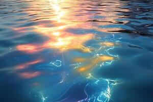Serene Sunset Reflection on Rippling Water Surface - Ideal for Nature Concepts and Relaxation Themes photo