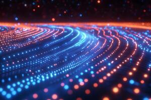 Futuristic Neon Lights and Microchip Surface Design for Technology Concepts photo